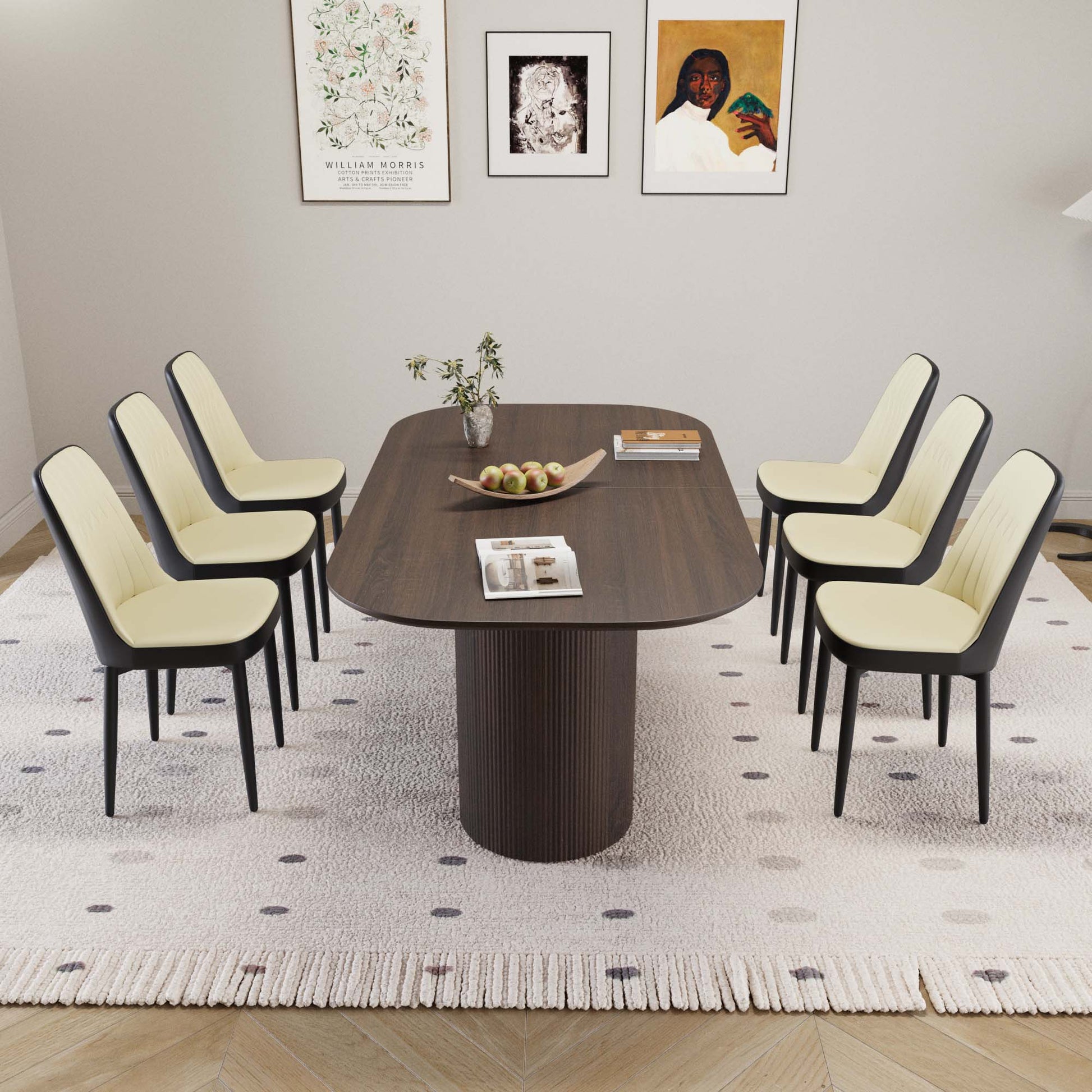 63“ Modern Dining Table Set For 6