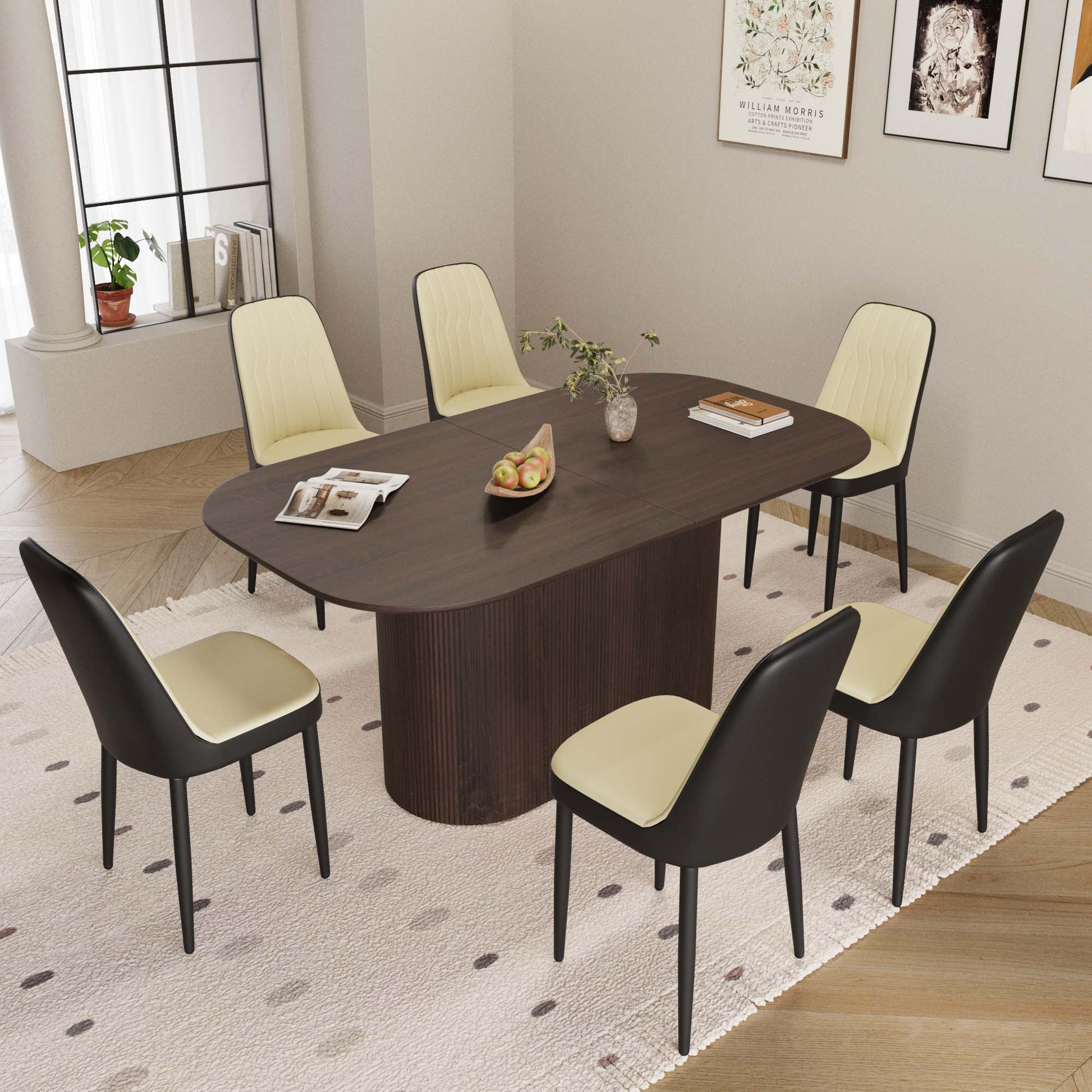 63“ Modern Dining Table Set For 6