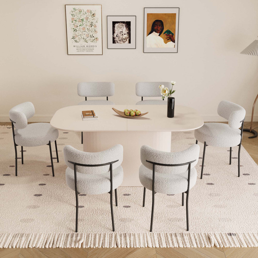 63“ Modern Dining Table Set For 6