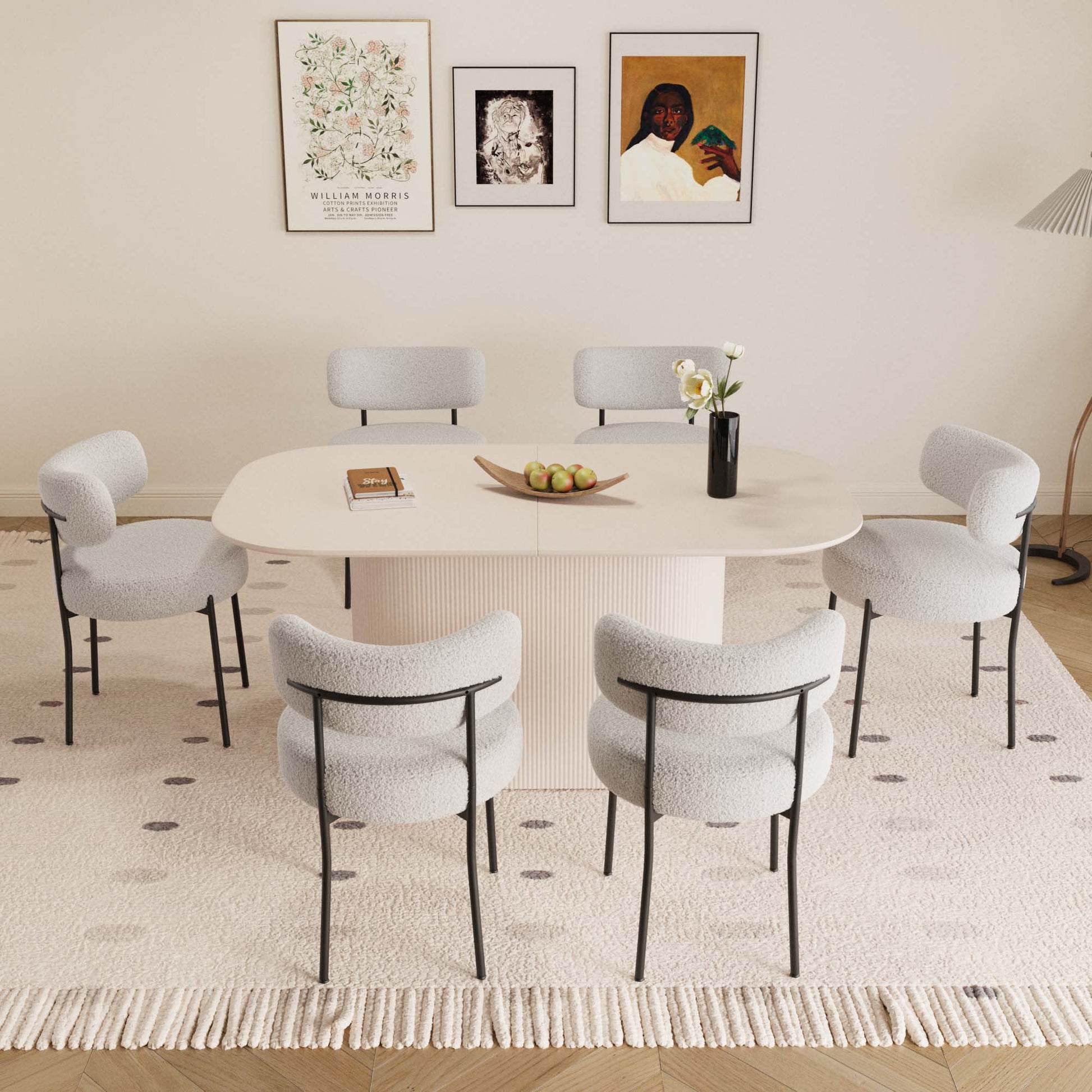 63“ Modern Dining Table Set For 6