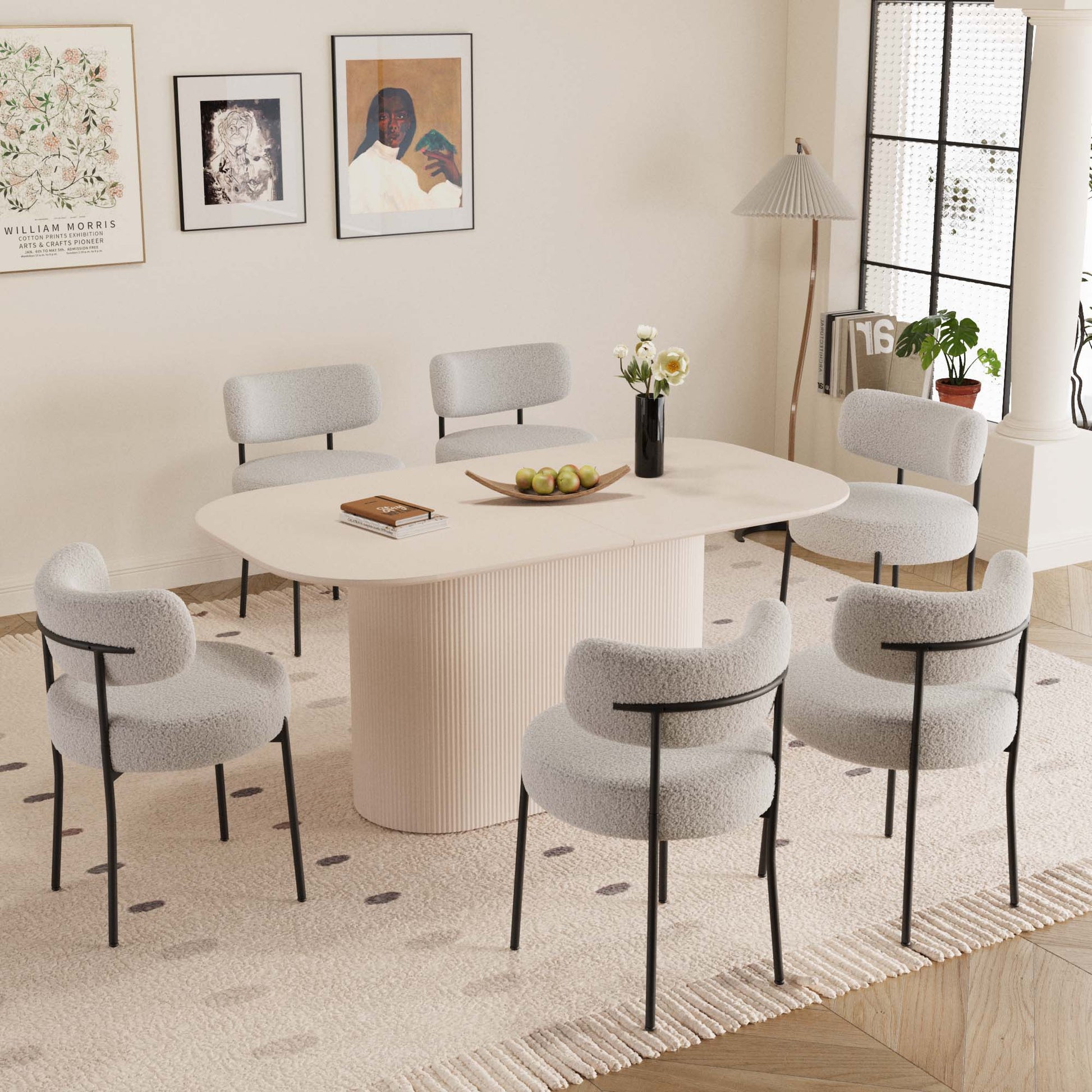 63“ Modern Dining Table Set For 6