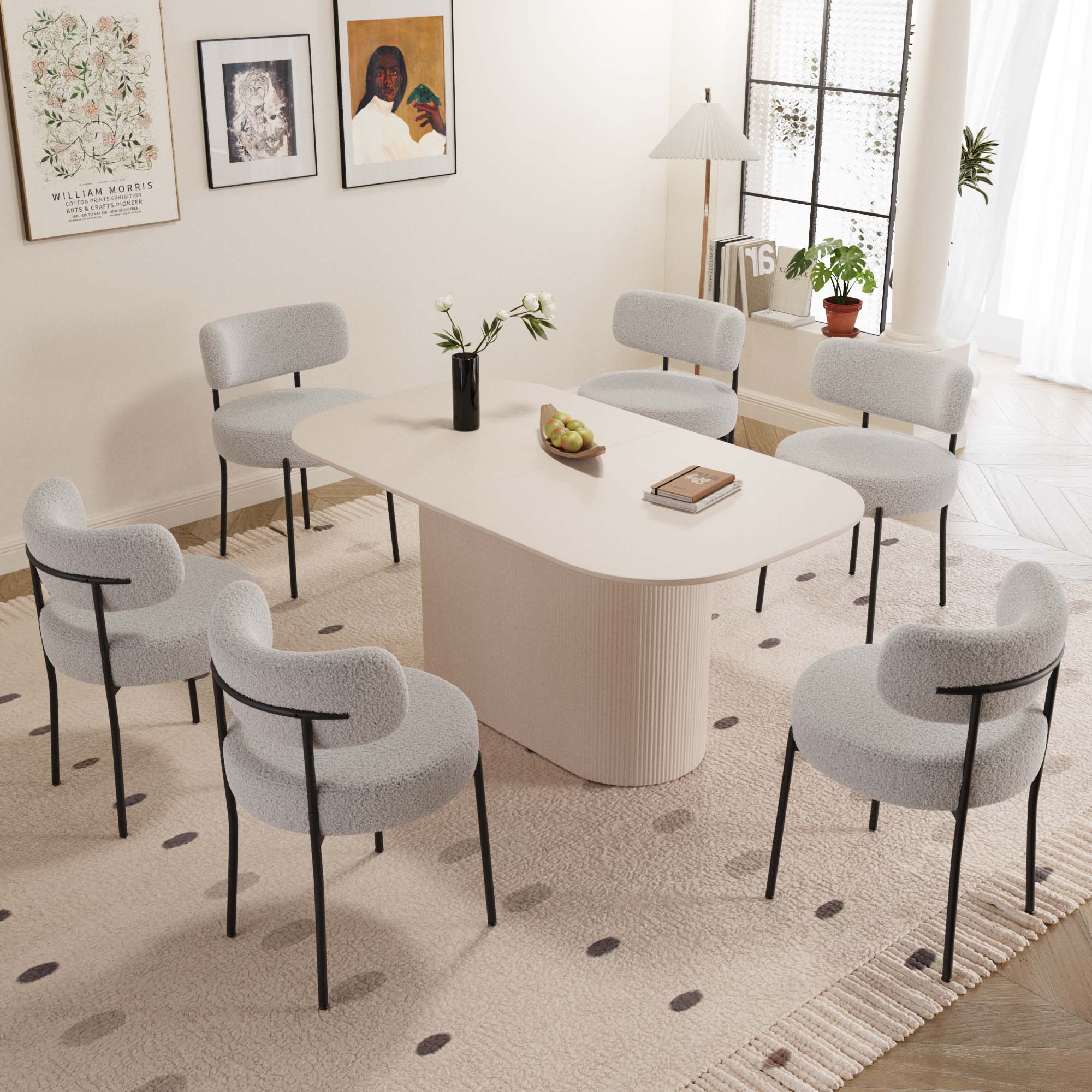 63“ Modern Dining Table Set For 6