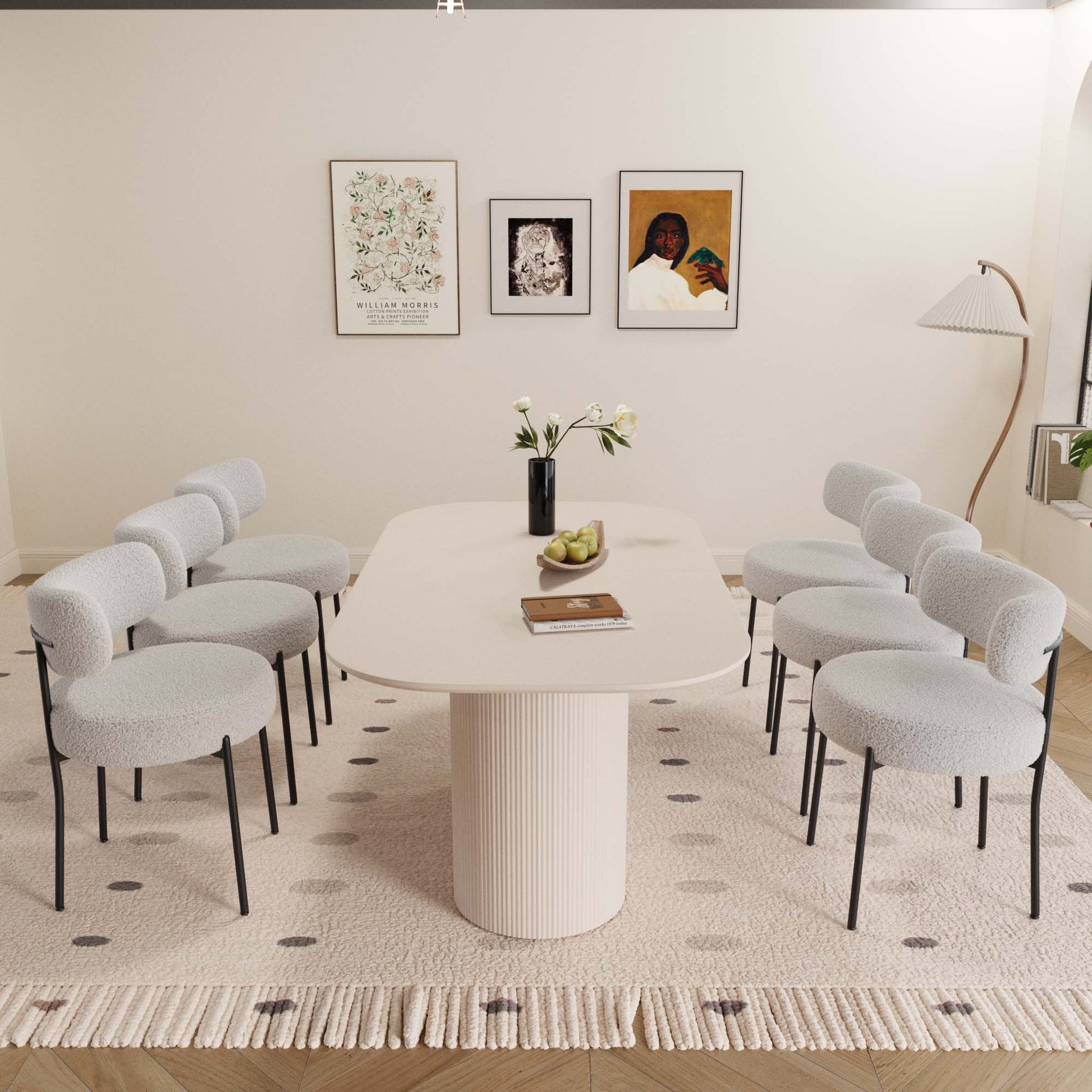 63“ Modern Dining Table Set For 6