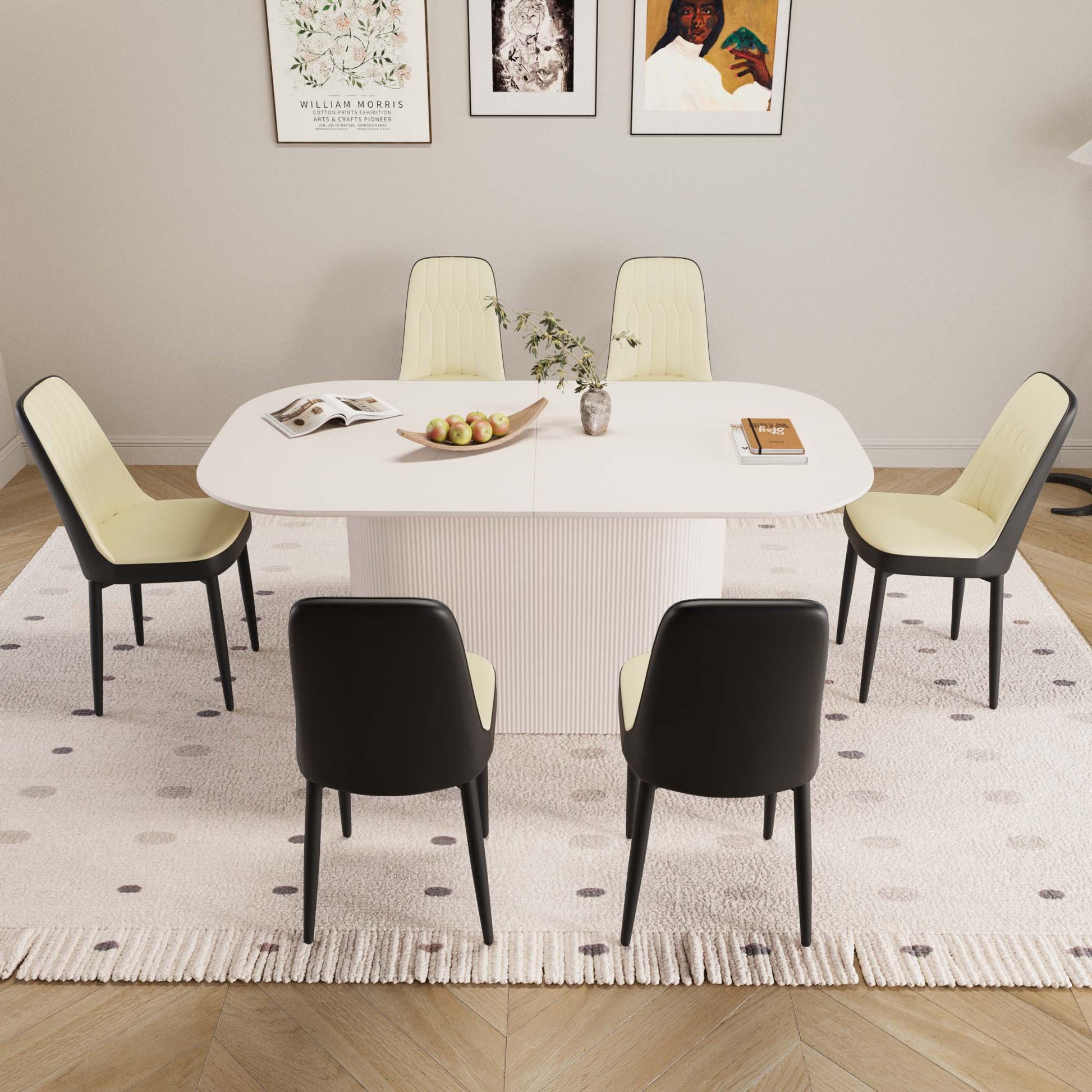 63“ Modern Dining Table Set For 6