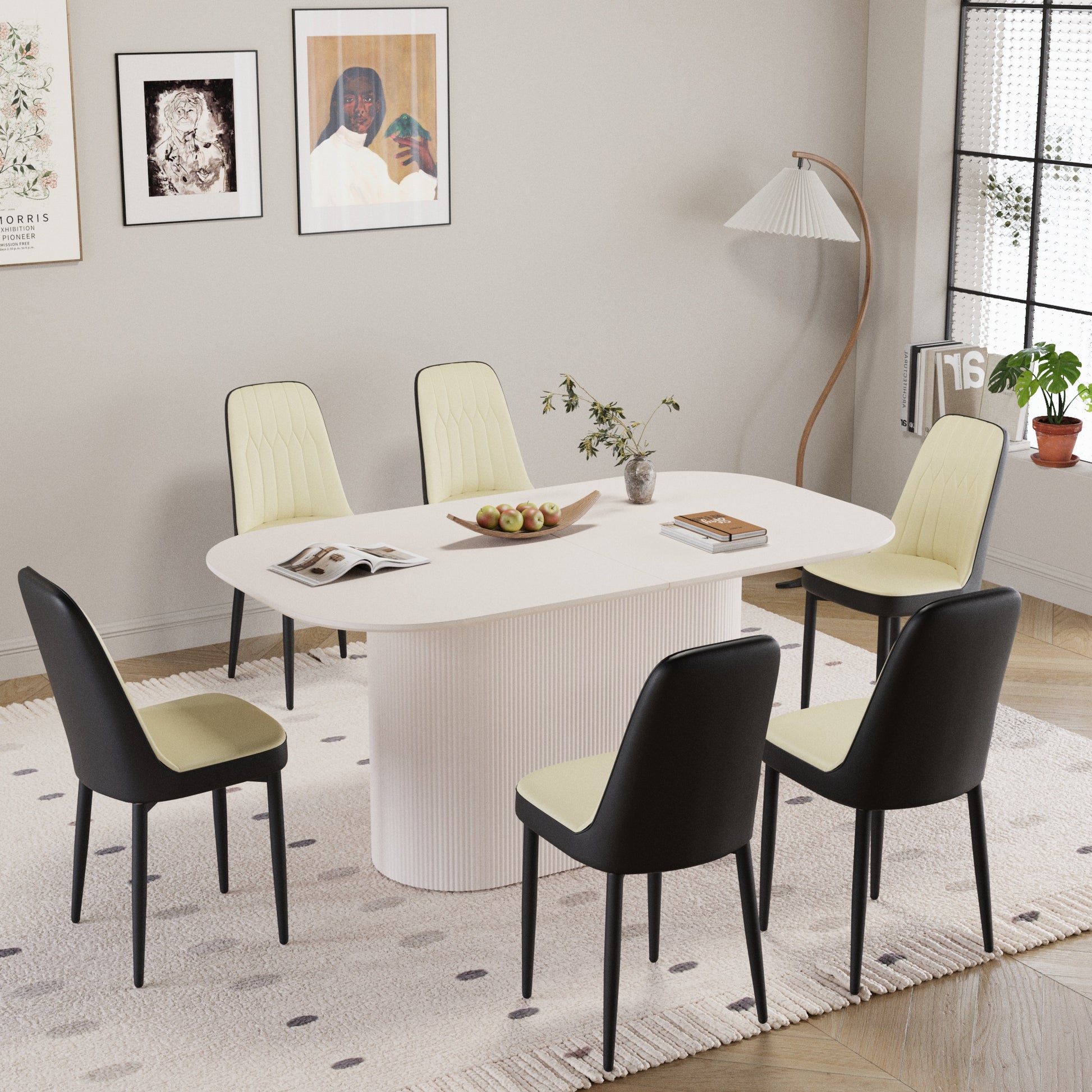 63“ Modern Dining Table Set For 6
