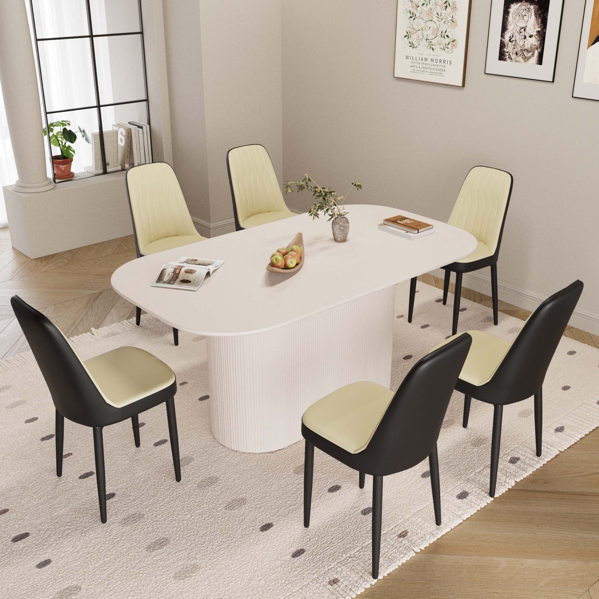 63“ Modern Dining Table Set For 6