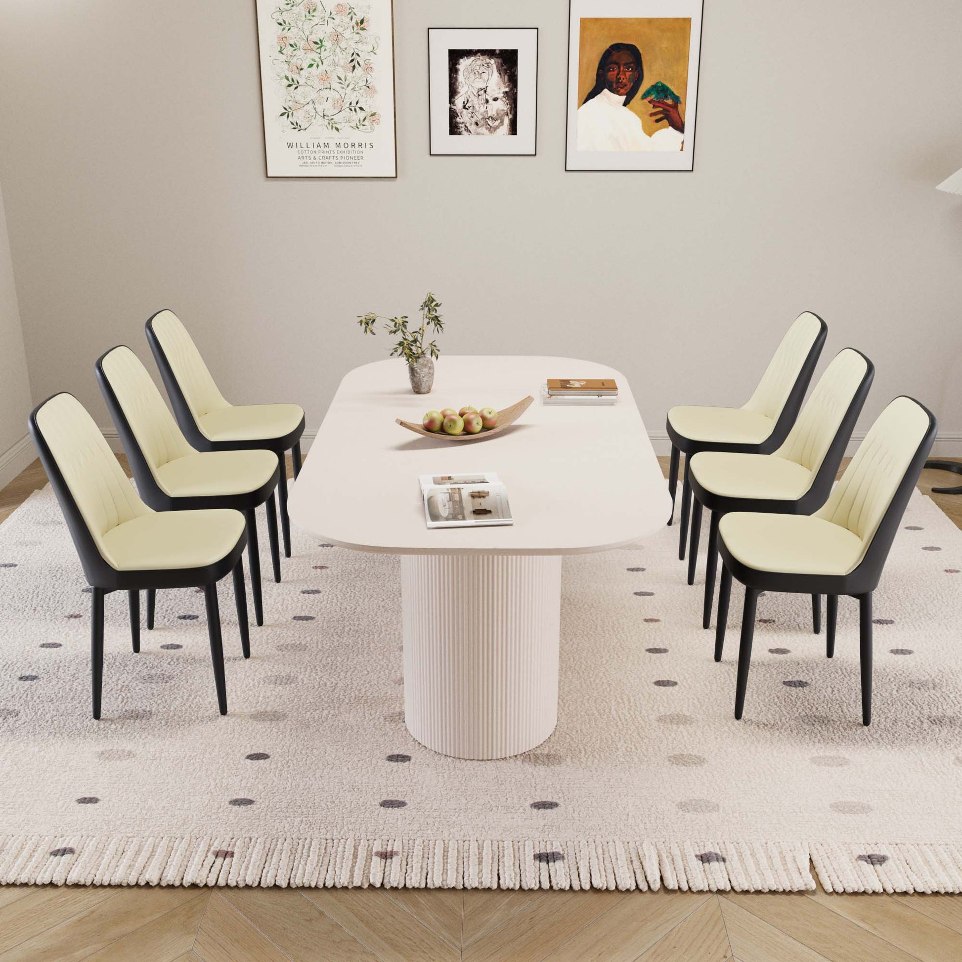 63“ Modern Dining Table Set For 6