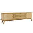 67” Mid-Century Modern TV Stand with Solid Wood Legs