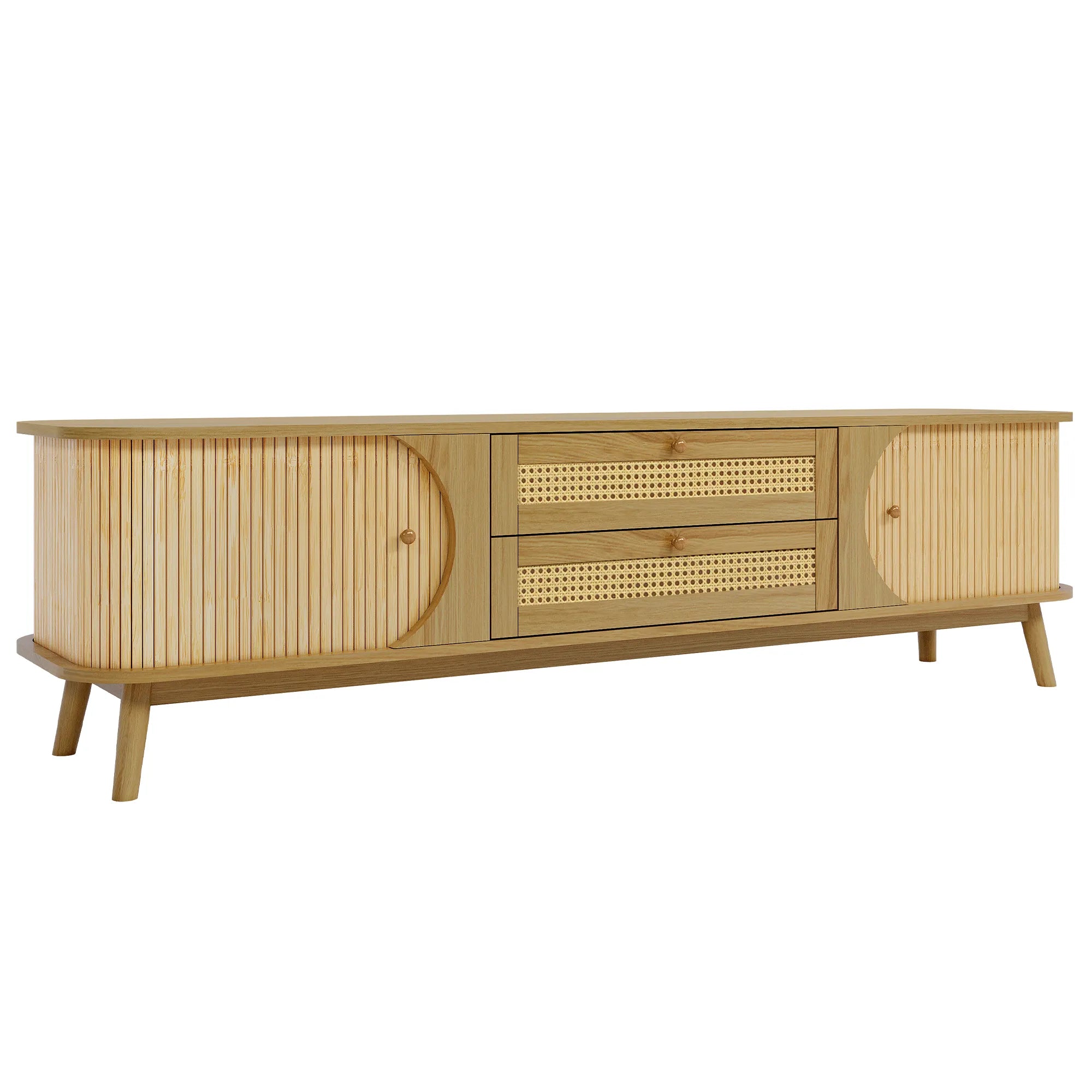 67” Mid-Century Modern TV Stand with Solid Wood Legs