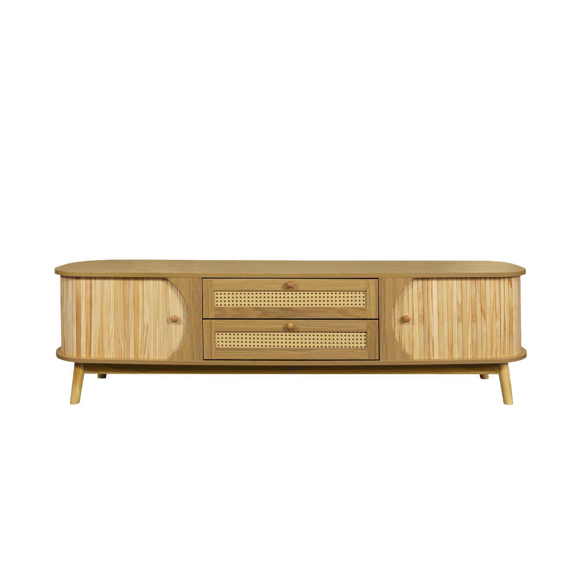 67” Mid-Century Modern TV Stand with Solid Wood Legs
