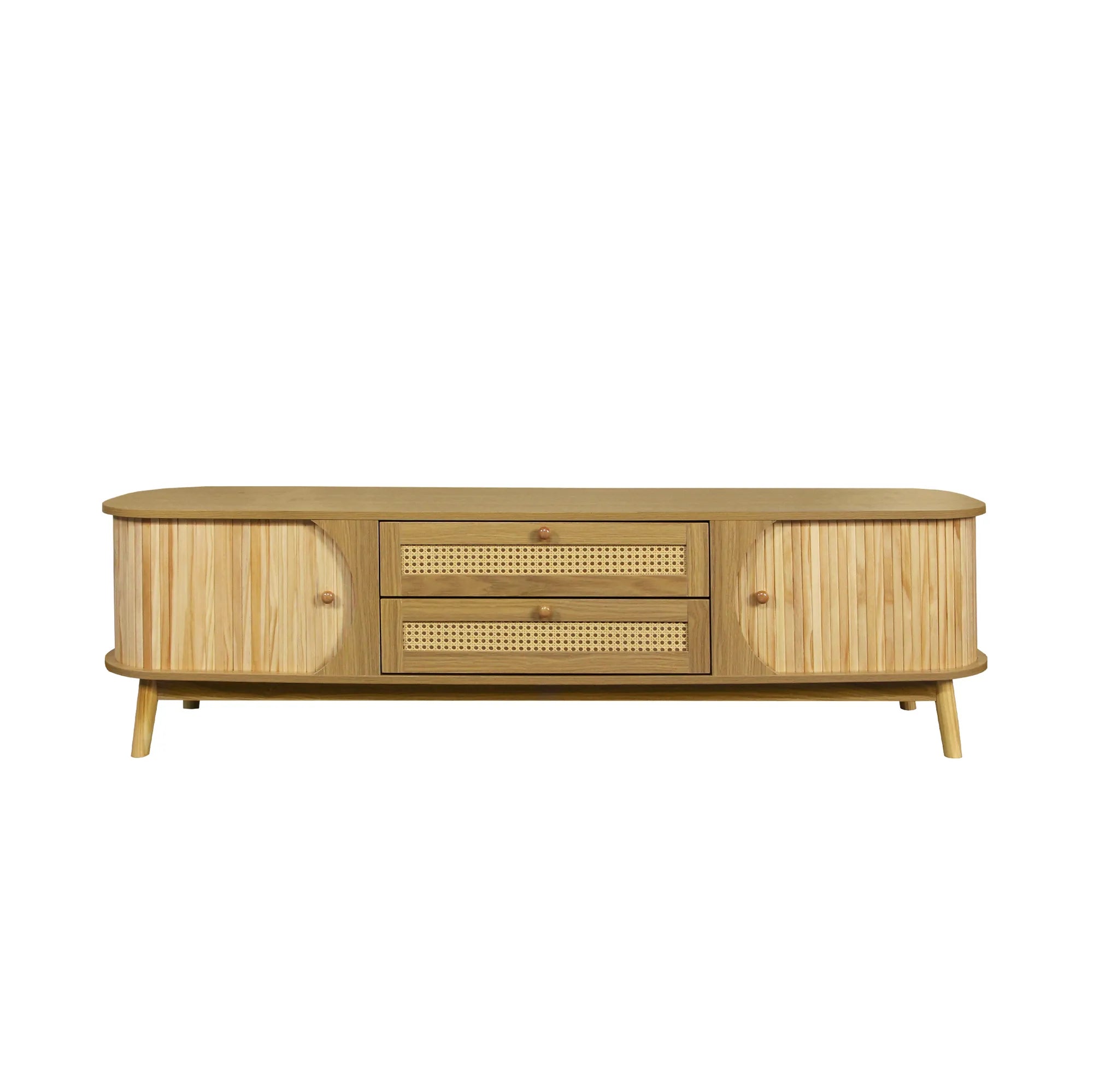 67” Mid-Century Modern TV Stand with Solid Wood Legs