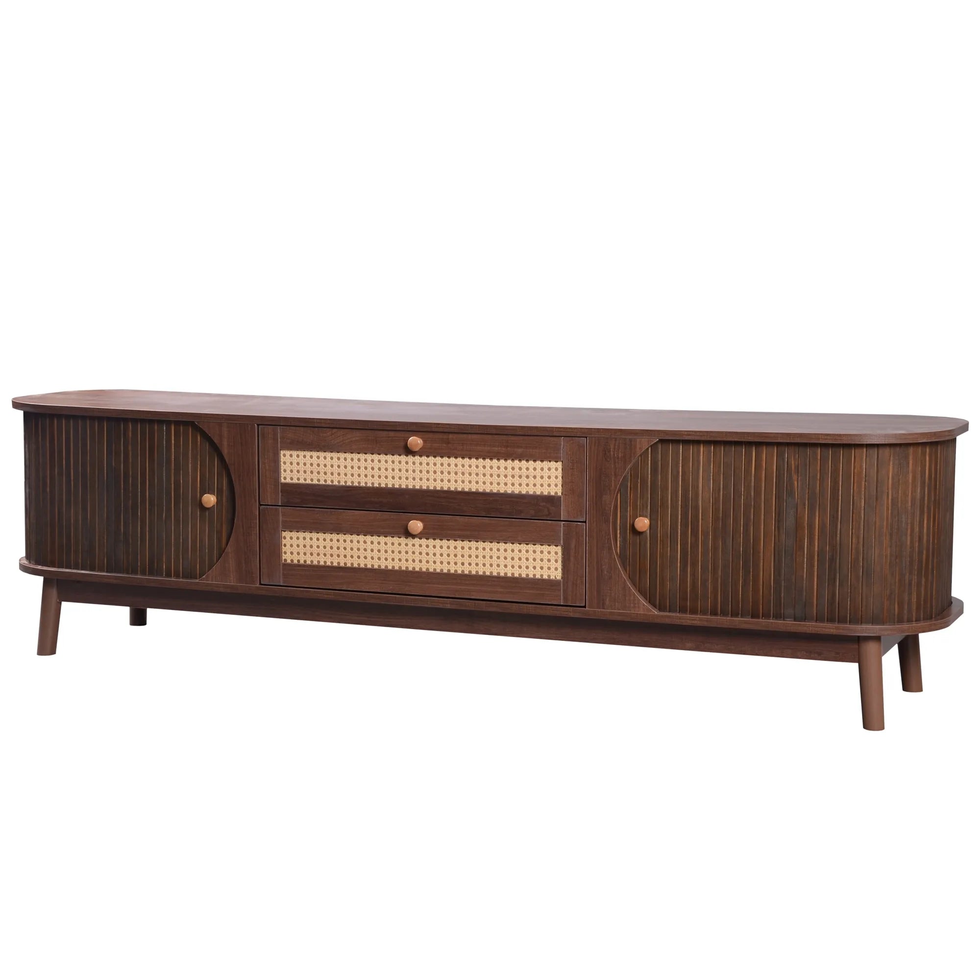 67” Mid-Century Modern TV Stand with Solid Wood Legs
