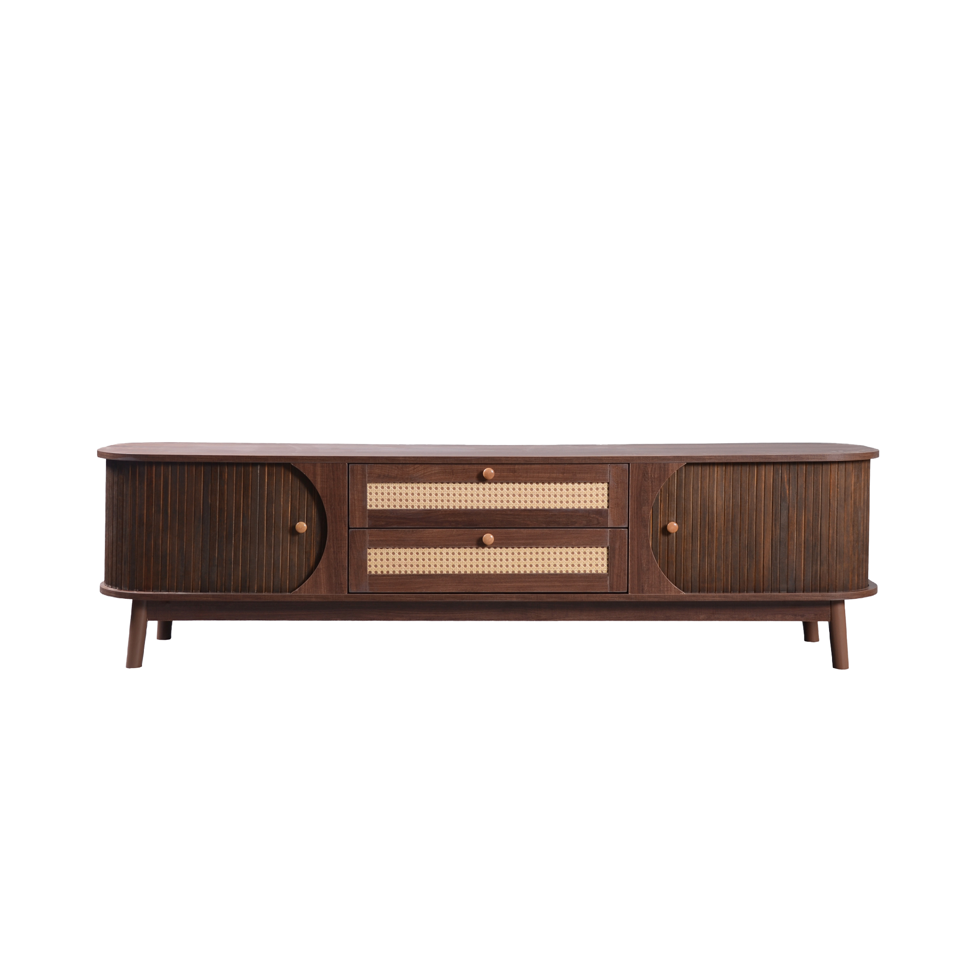 67” Mid-Century Modern TV Stand with Solid Wood Legs