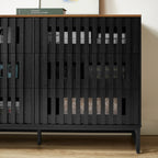 6 Drawer Modern Dresser with Slatted Grille Stripes