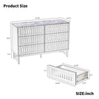 6 Drawer Modern Dresser with Slatted Grille Stripes