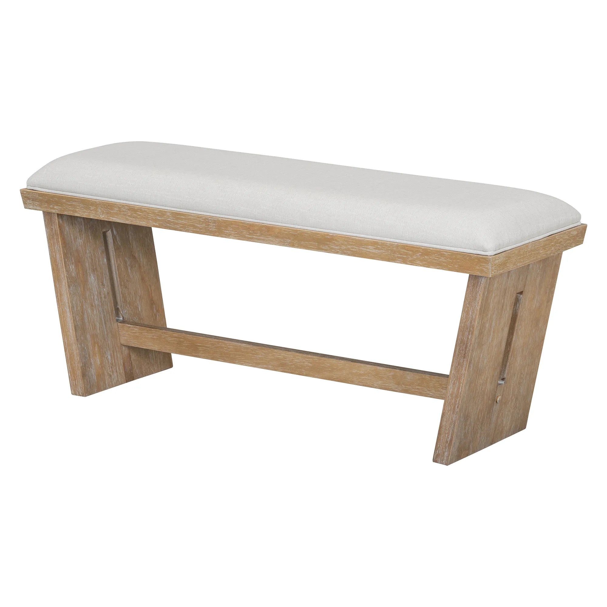 6 Piece Solid Wood Retro Rectangular Dining Table Set with 4 Upholstered Chairs & 1 Bench