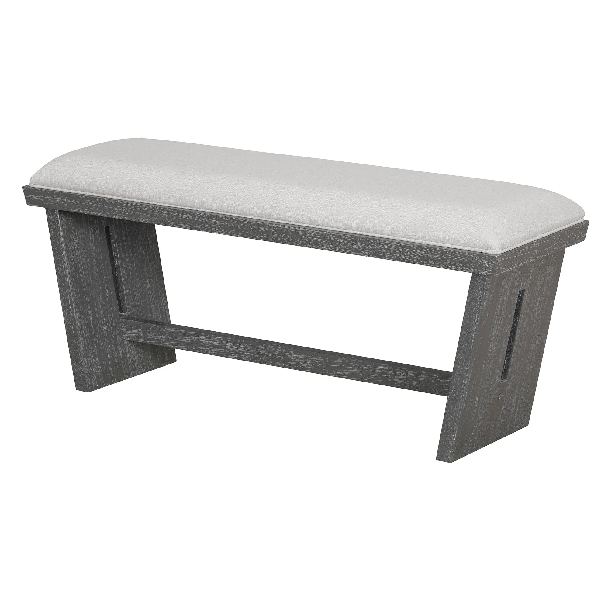 6 Piece Solid Wood Retro Rectangular Dining Table Set with 4 Upholstered Chairs & 1 Bench