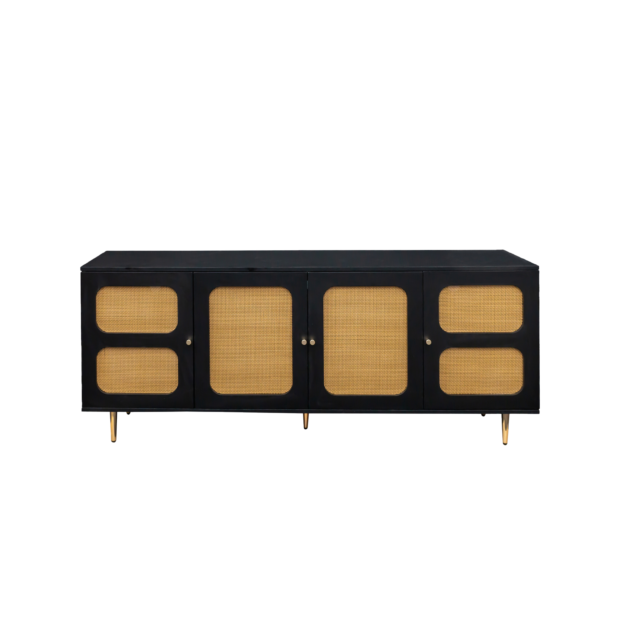 71" Modern Black Rattan TV Stand