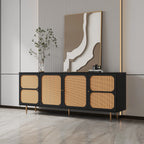 71" Modern Black Rattan TV Stand