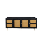 71" Modern Black Rattan TV Stand