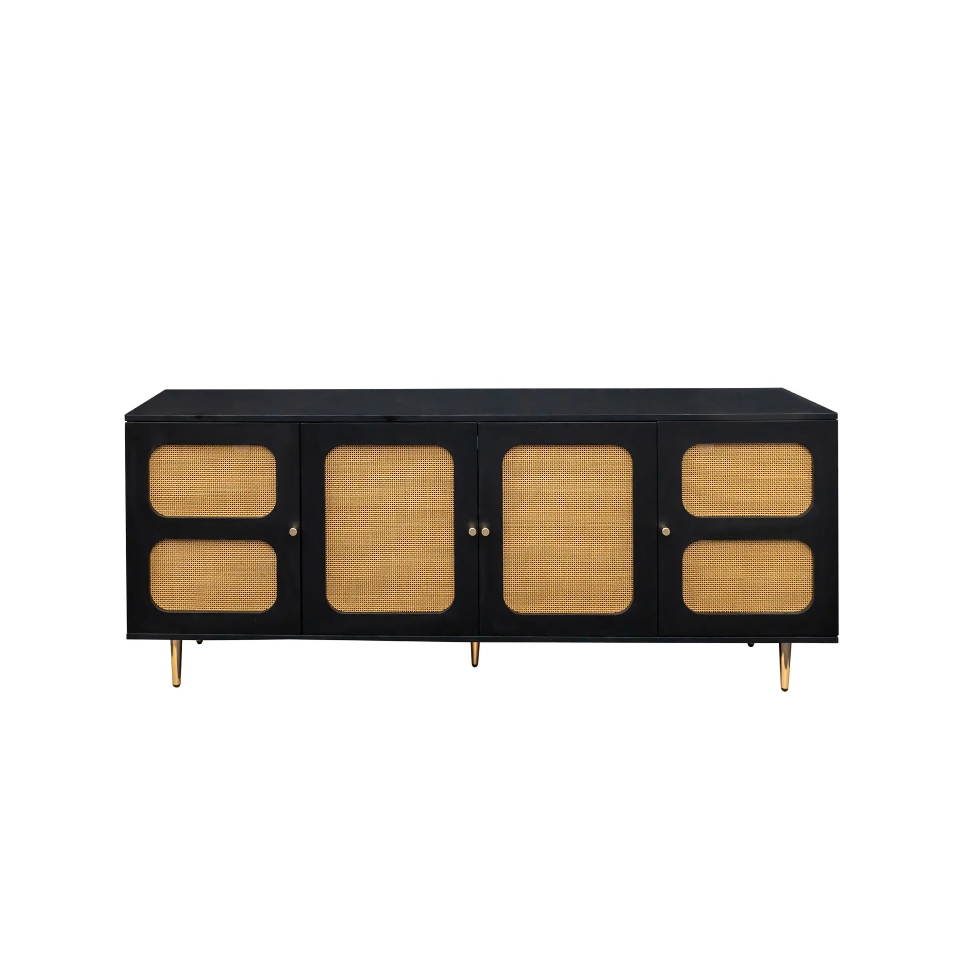 71" Modern Black Rattan TV Stand