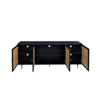 71" Modern Black Rattan TV Stand