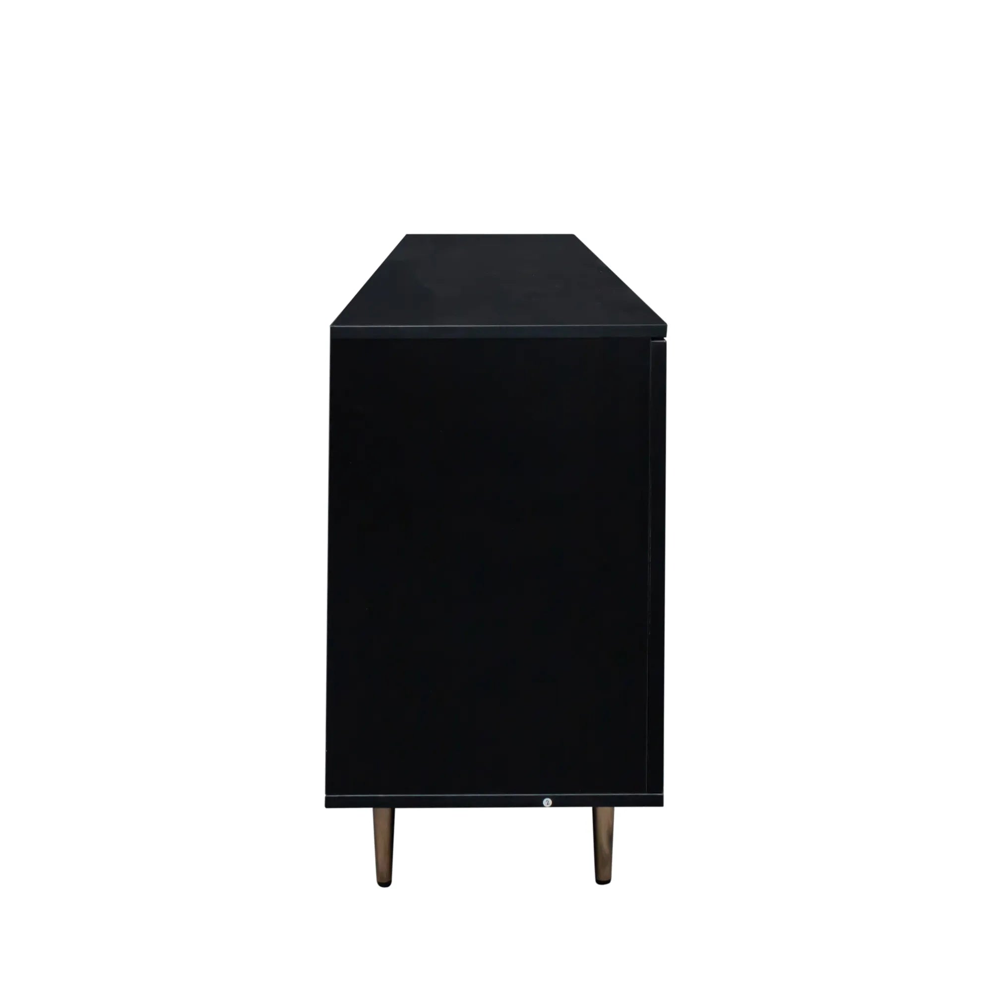 71" Modern Black Rattan TV Stand