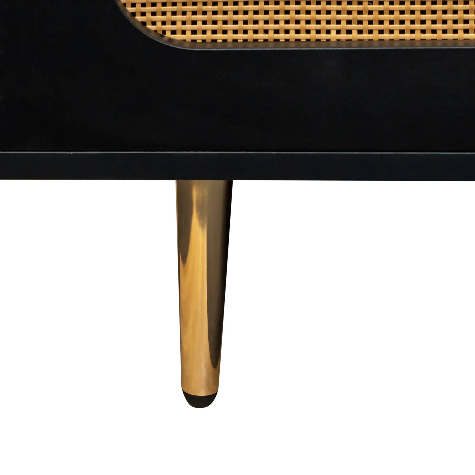 71" Modern Black Rattan TV Stand