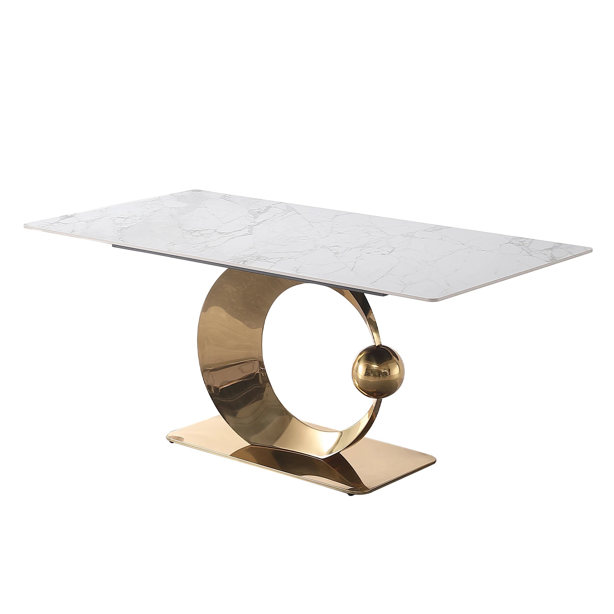 71“ Modern Faux Marble Dining Table With Special Pedestal Base