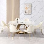71“ Modern Faux Marble Dining Table With Special Pedestal Base