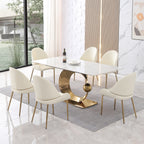 71“ Modern Faux Marble Dining Table With Special Pedestal Base