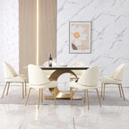 71“ Modern Faux Marble Dining Table With Special Pedestal Base