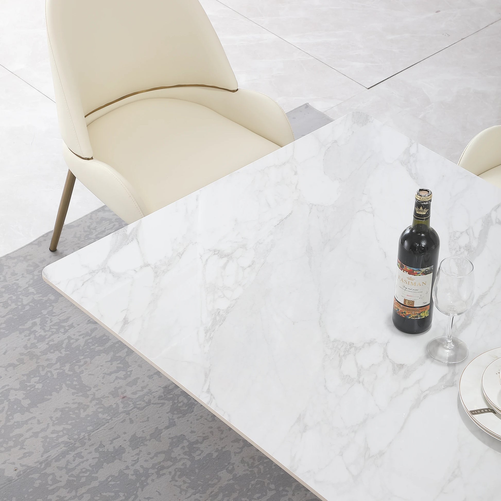 71“ Modern Faux Marble Dining Table With Special Pedestal Base