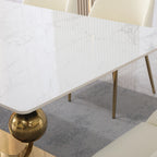 71“ Modern Faux Marble Dining Table With Special Pedestal Base