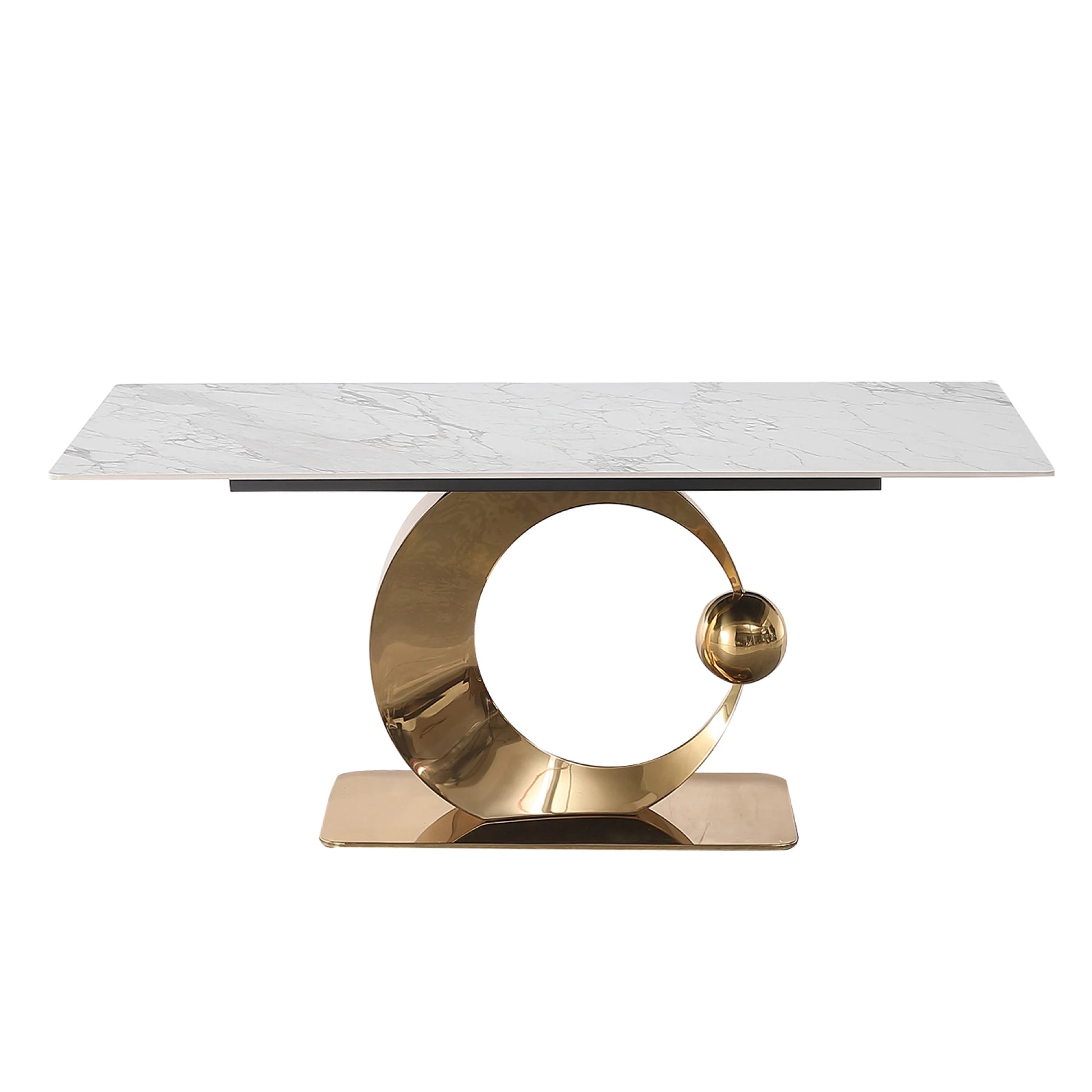 71“ Modern Faux Marble Dining Table With Special Pedestal Base