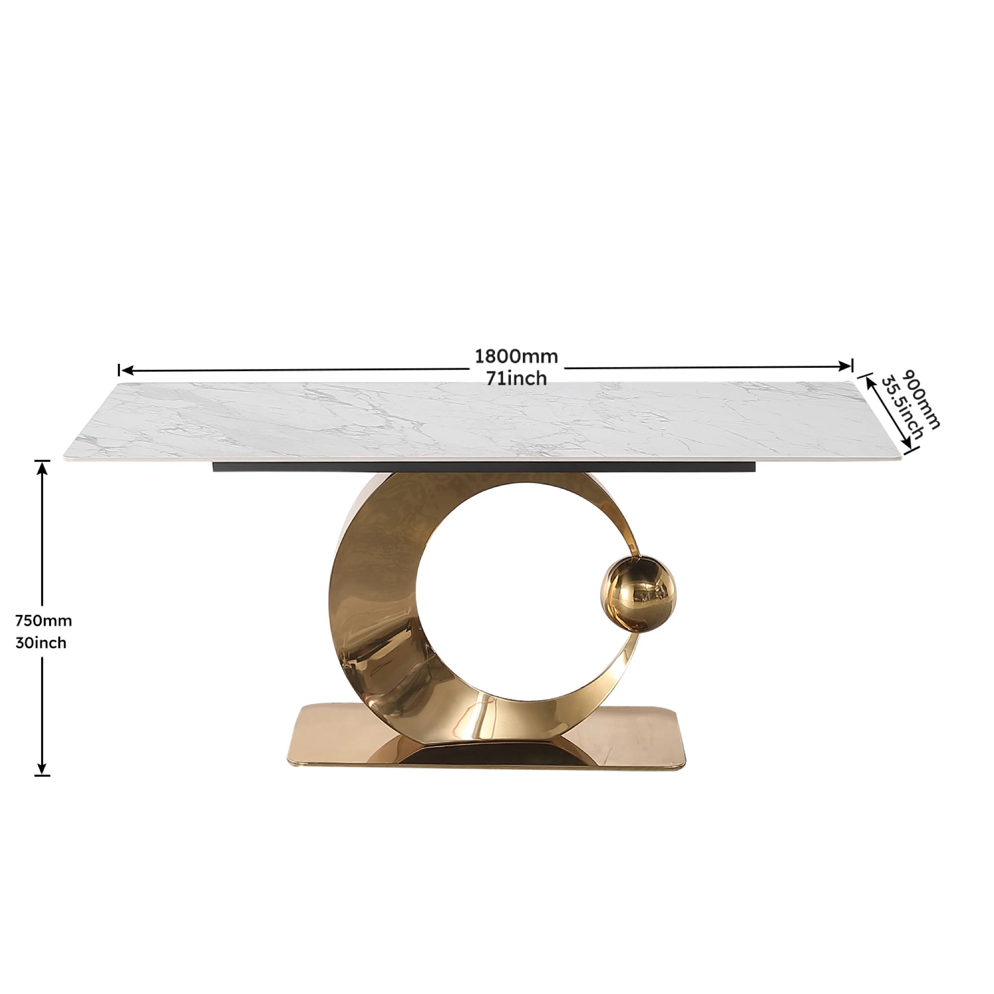 71“ Modern Faux Marble Dining Table With Special Pedestal Base