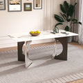 71" Modern Luxury Rectangular Faux Marble Dining Table Set
