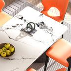 71" Modern Luxury Rectangular Faux Marble Dining Table Set