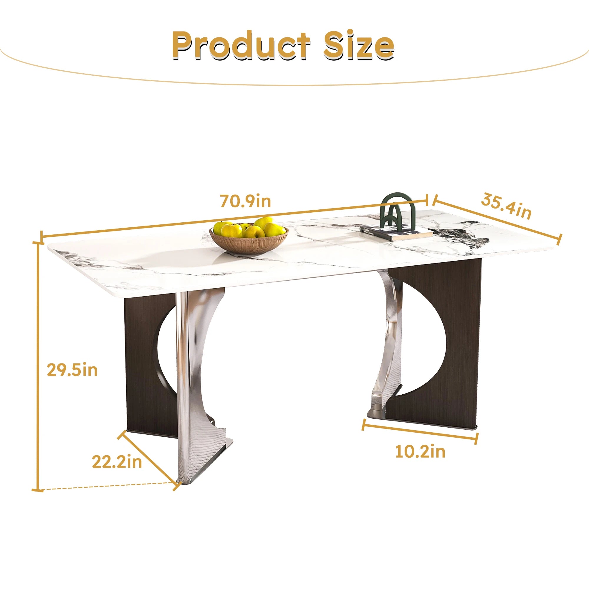 71" Modern Luxury Rectangular Faux Marble Dining Table Set
