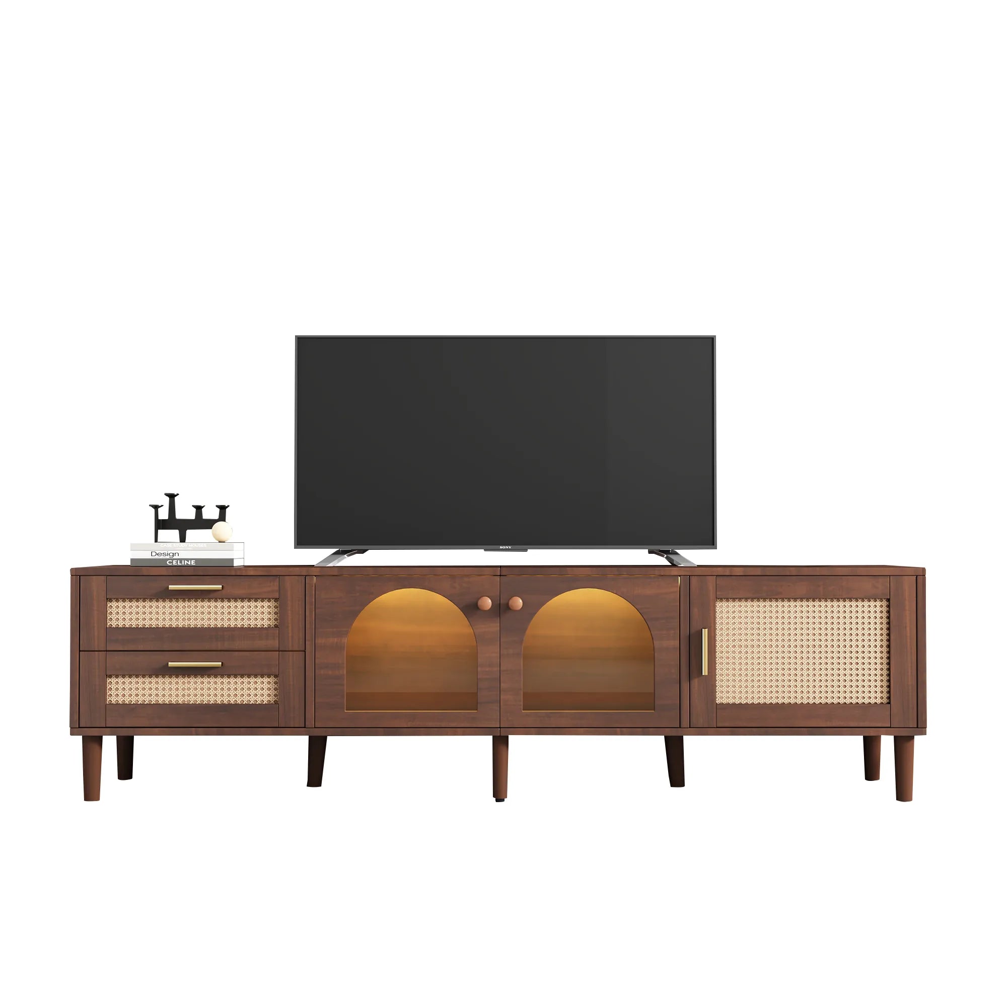 71” Modern Rattan TV Stand Media Console