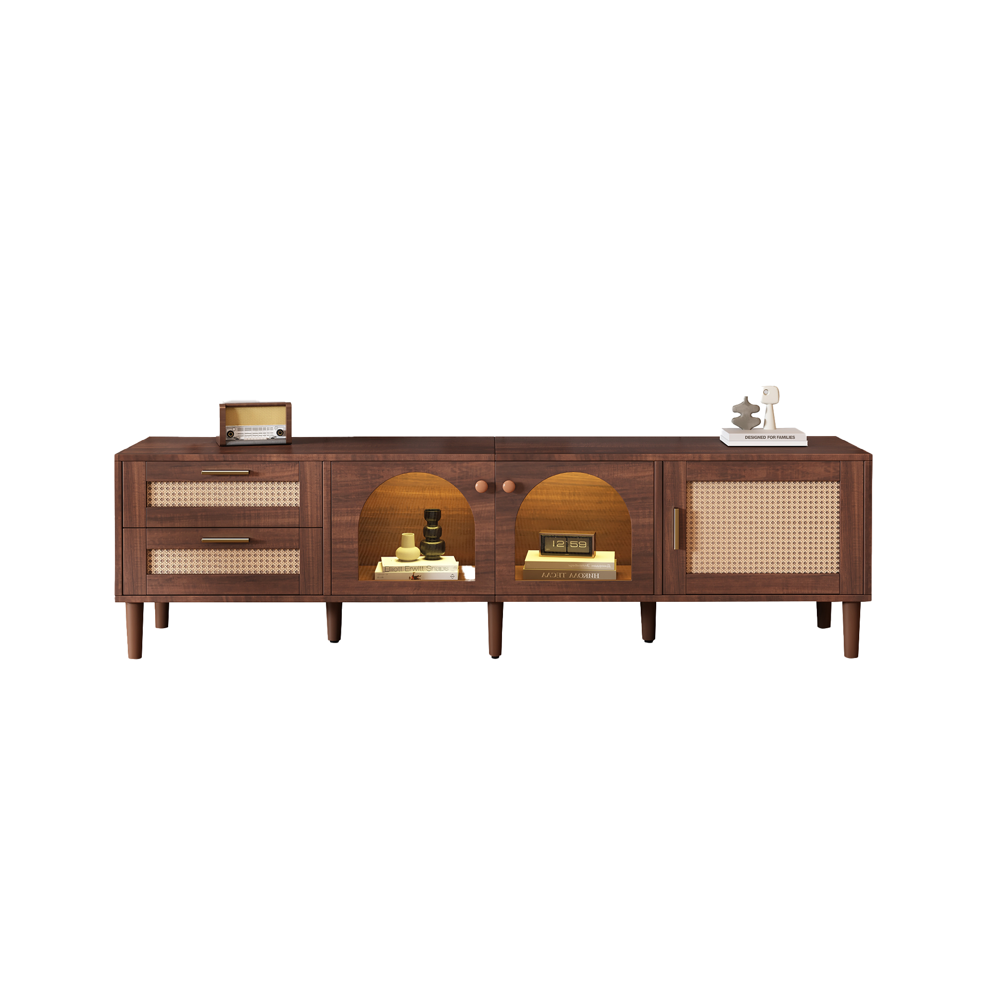 71” Modern Rattan TV Stand Media Console