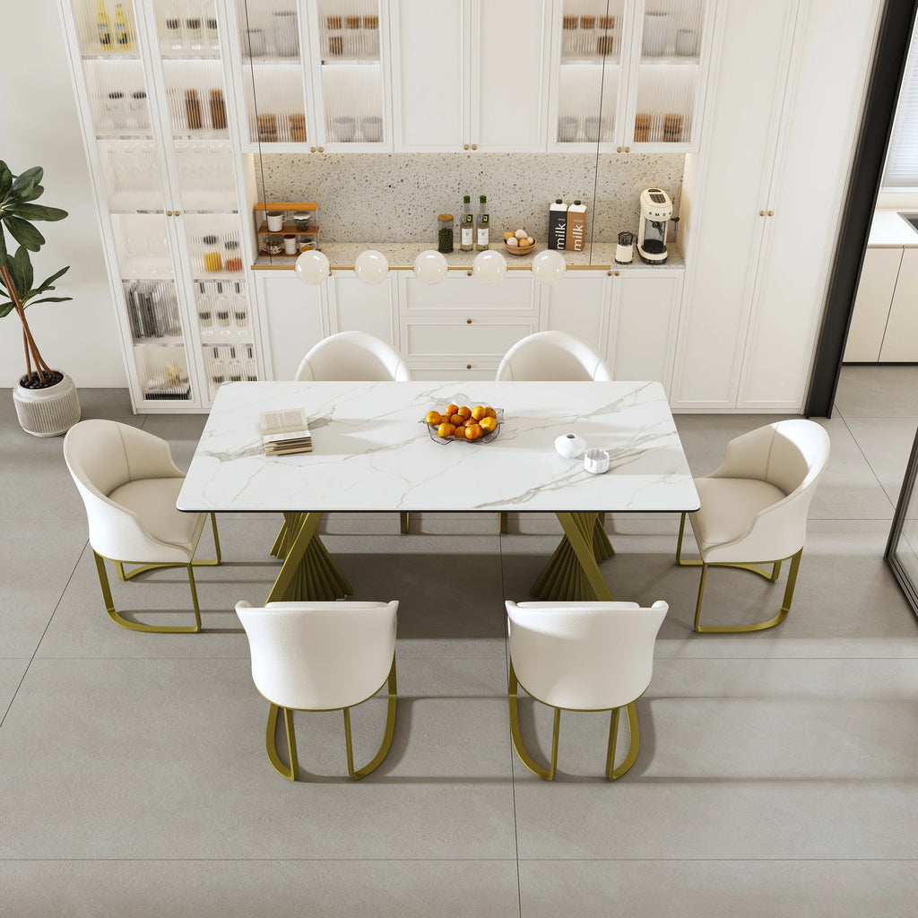 71" Modern Rectangular Dining Table Set With 6 Chairs