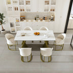 71" Modern Rectangular Dining Table Set With 6 Chairs