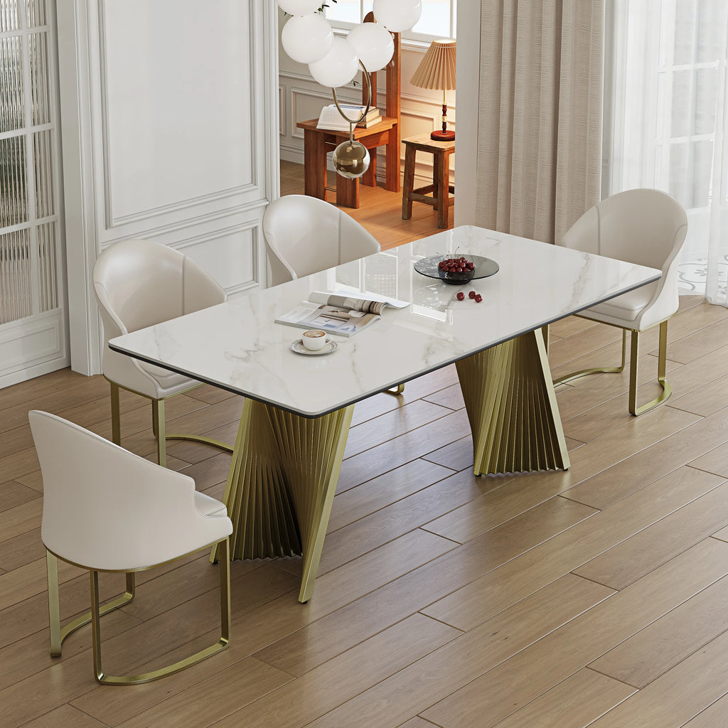 71" Modern Rectangular Dining Table Set With 6 Chairs