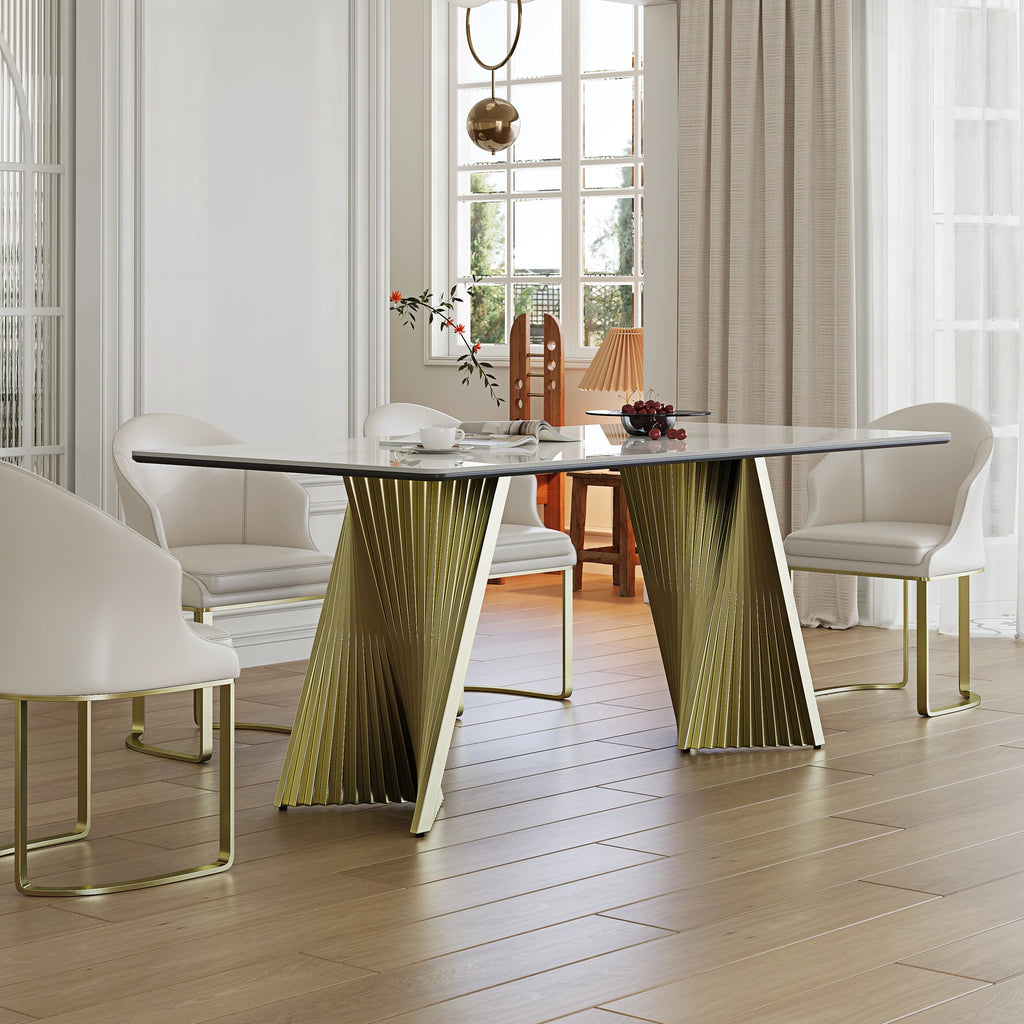 71" Modern Rectangular Dining Table Set With 6 Chairs