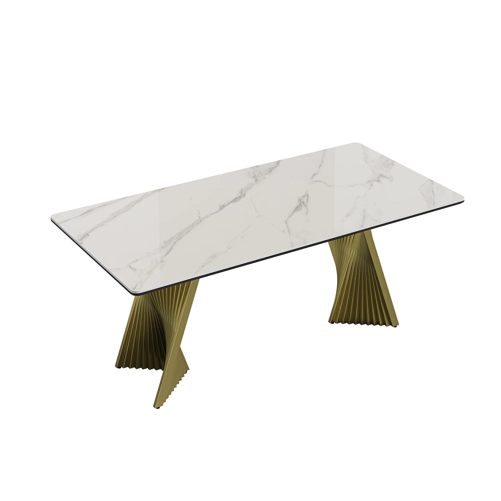 71" Modern Rectangular Dining Table Set With 6 Chairs
