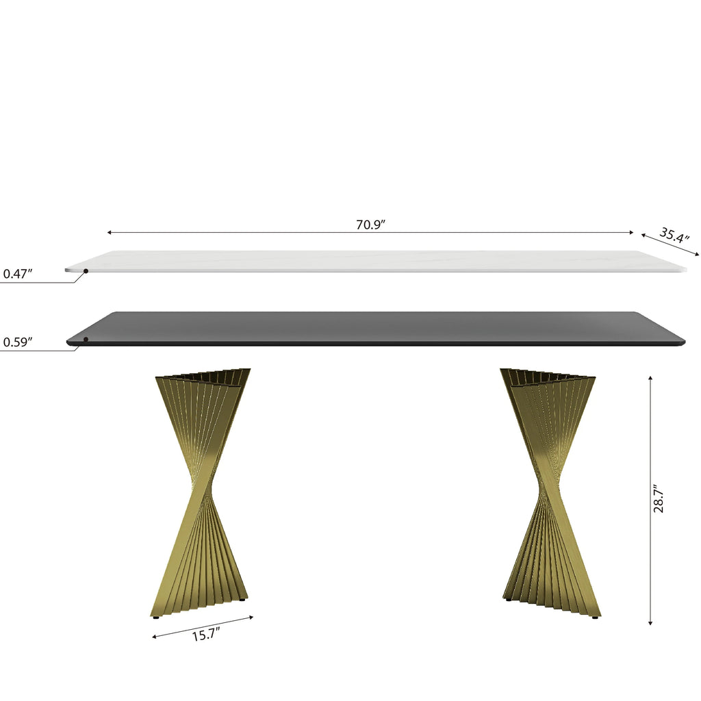 71" Modern Rectangular Dining Table Set With 6 Chairs