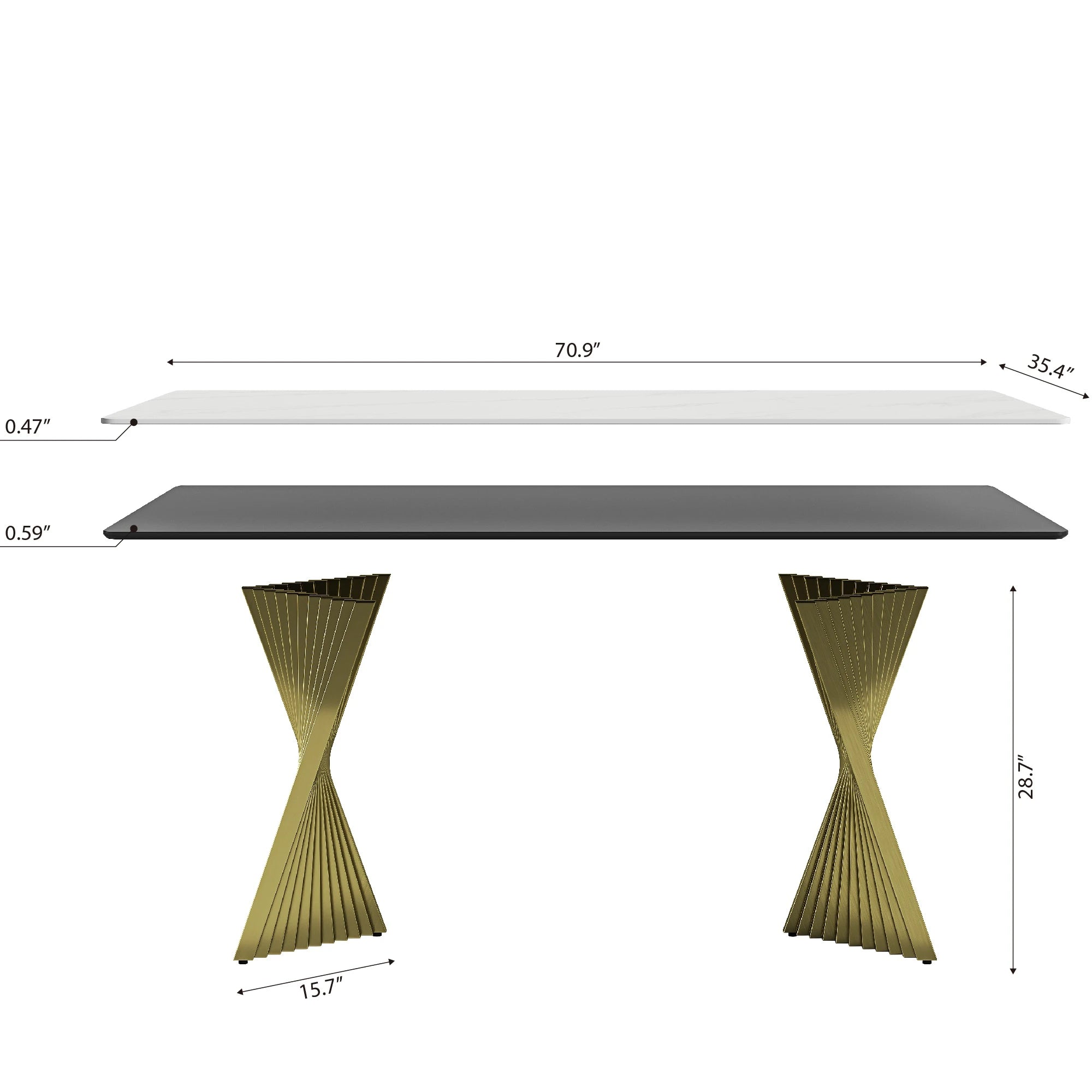 71" Modern Rectangular Dining Table Set With 6 Chairs