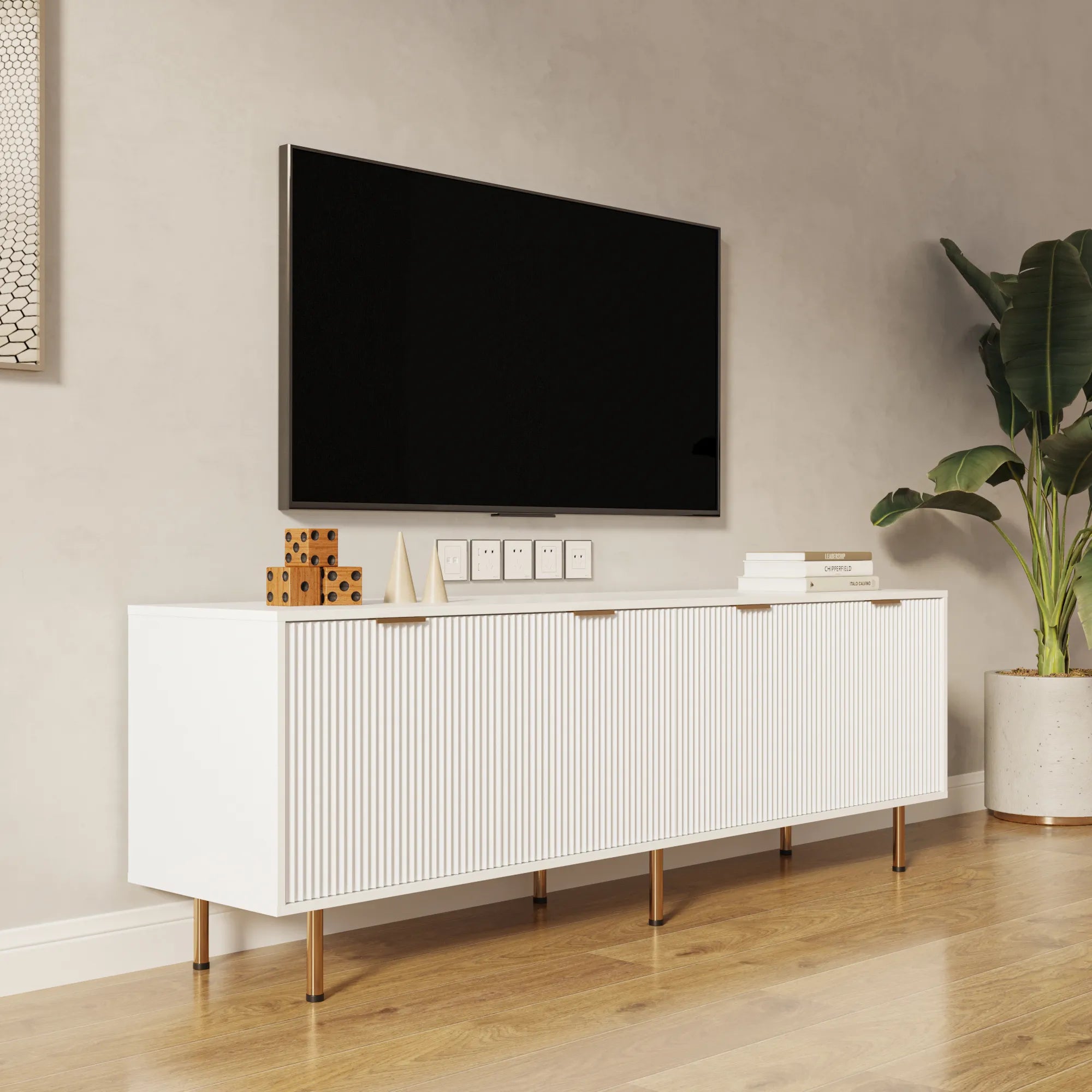 71” Modern TV Stand with 4 Drawers