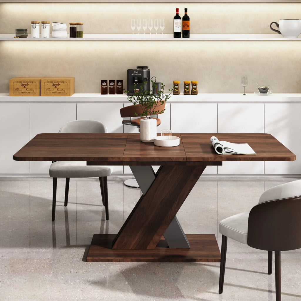 71" Modern Walnut Extendable Dining Table
